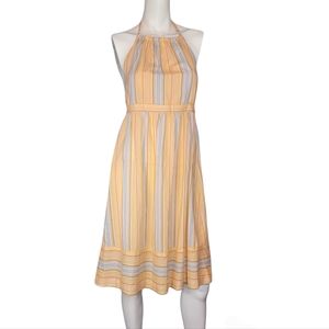 Prophecy Striped Backless Halter Dress, Peach, tag says sz 8, but is more like 4